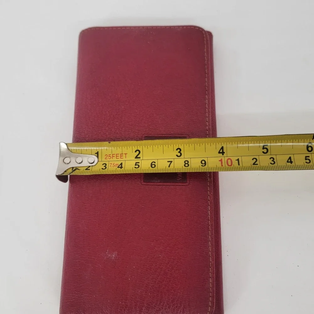 Valentino Pasini Red Leather Long Kiss Lock Wallet Gold Tone Hardware